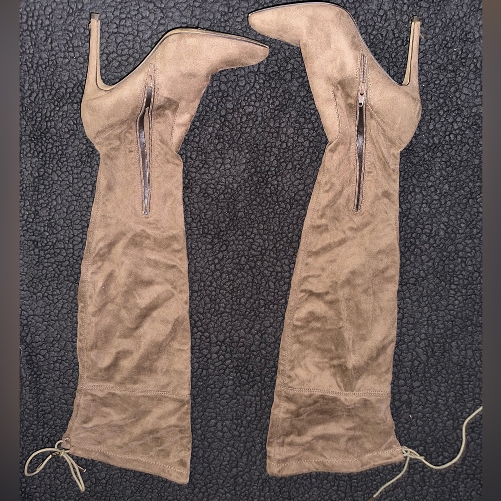 Taupe Suede Thigh Boots